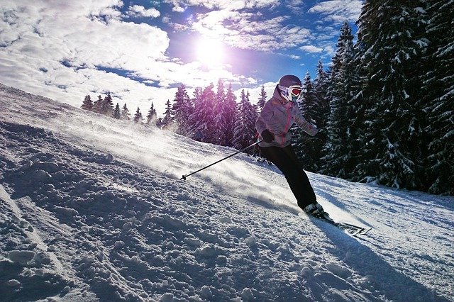 Skiing at dawn